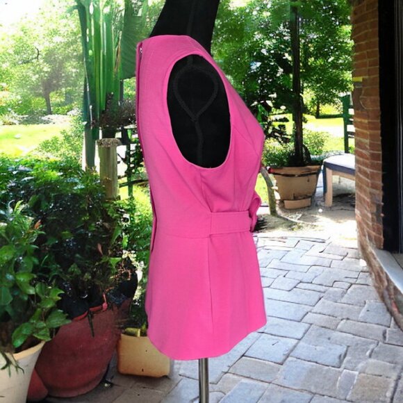 NWT BCBGMAXAZRIA (SM) Joslynn Peplum Top Ibis Rose - Picture 5 of 7